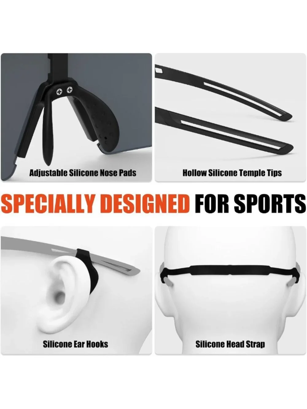 Polarized Cycling Sunglasses with 5 Lenses for MTB, Running & Sports - Unisex